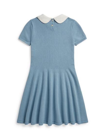 Ralph Lauren Kids' Short Sleeve Pleated Polo Dress, Cassidy Blue - view 2, Cassidy Bl