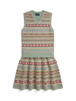 Ralph Lauren Kids' Fair Isle Sweater Vest and Skirt Set, Brown, Brown