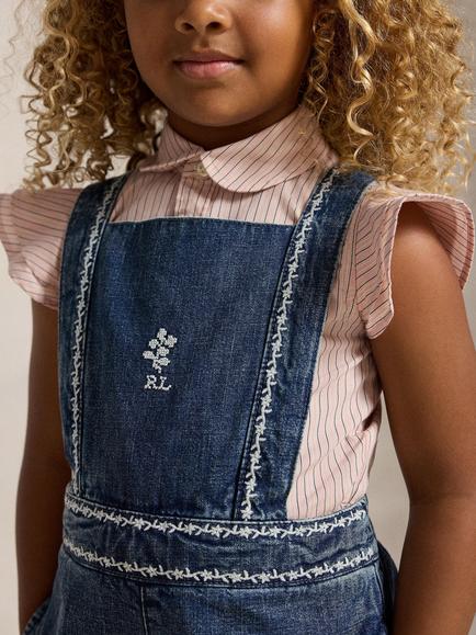 Ralph Lauren Kids' Cotton Denim Dungarees, Balta - view 2, Balta