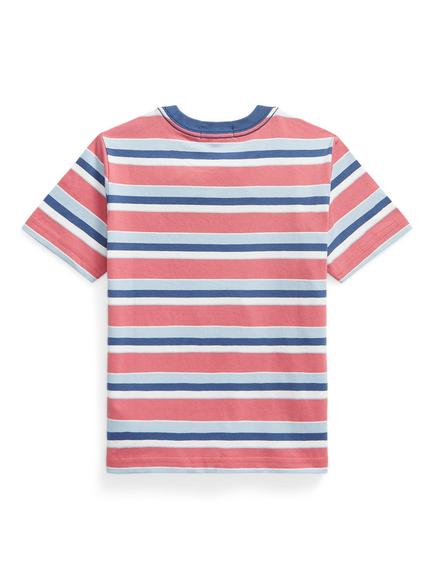 Polo Ralph Lauren Kids' Short Sleeve Stripe T-Shirt, Red Multi - view 2, Red Mu