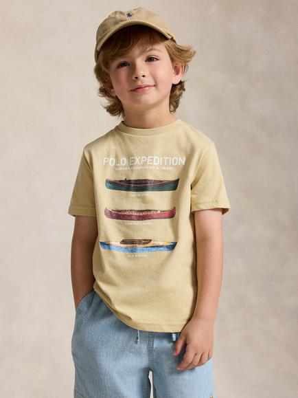 Polo Ralph Lauren Kids' Short Sleeve Expedition T-Shirt, Cream, Cream
