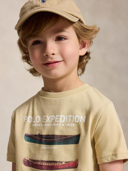 Polo Ralph Lauren Kids' Short Sleeve Expedition T-Shirt, Cream - view 2, Cream