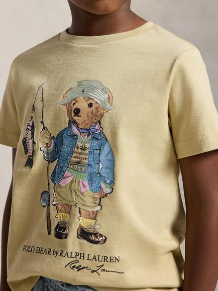 Polo Ralph Lauren Kids' Short Sleeve Fishing Bear T-Shirt, Cream - view 2, Cream