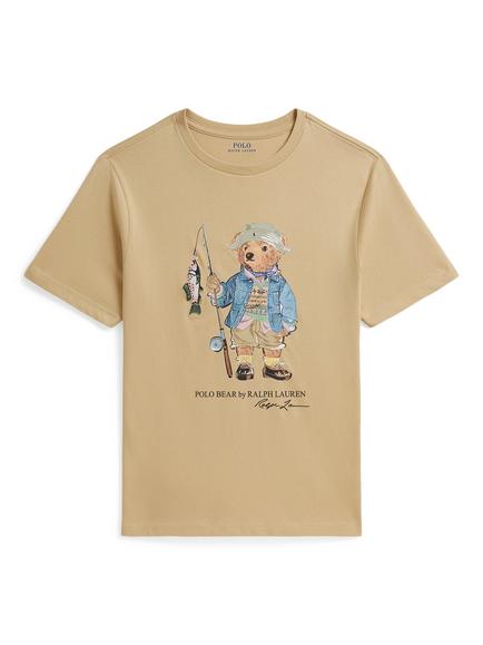 Polo Ralph Lauren Kids' Short Sleeve Fishing Bear T-Shirt, Cream, Cream