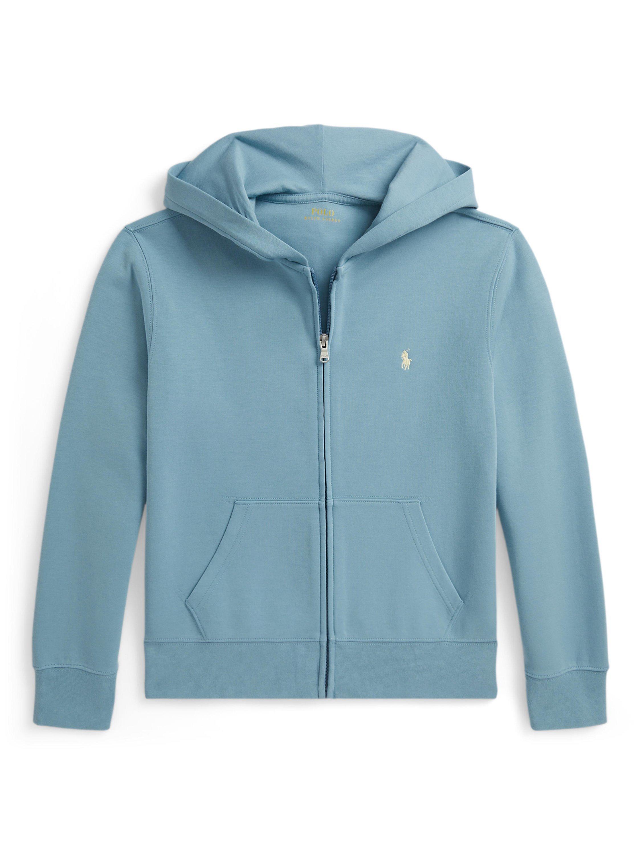 Polo Ralph Lauren Kids' Double-Knit Full-Zip Hoodie, Cassidy Blue