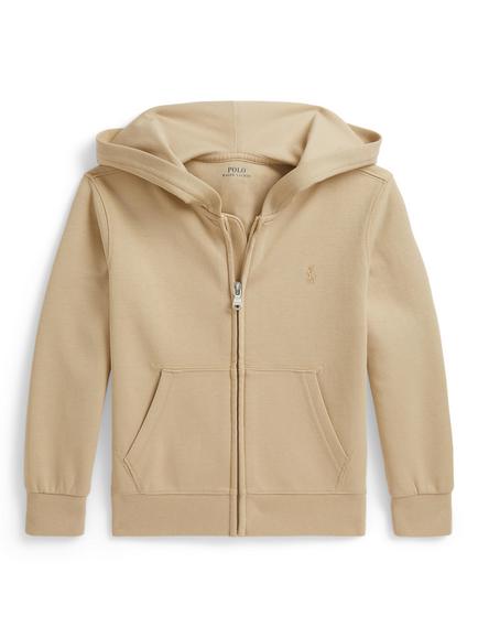 Polo Ralph Lauren Kids' Double-Knit Full-Zip Cotton Blend Hoodie, Classic Khaki