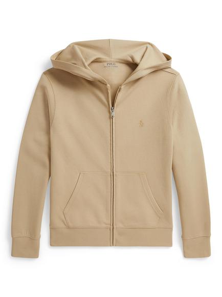 Polo Ralph Lauren Kids' Double-Knit Full-Zip Hoodie, Classic Khaki