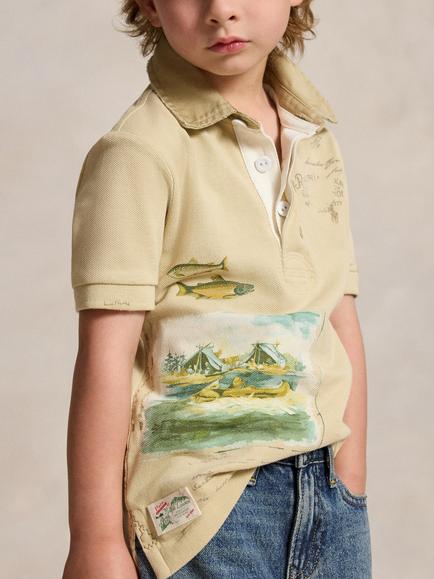 Polo Ralph Lauren Kids' Short Sleeve Rugby Shirt, Cream - view 2, Cream