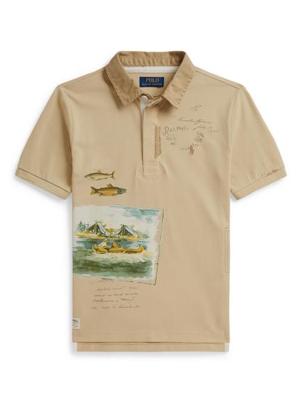 Polo Ralph Lauren Kids' Short Sleeve Rugby Shirt, Cream, Cream