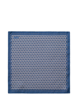 Eton Silk Twill Leaf Motif Pocket Square, Navy, Navy