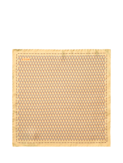Eton Silk Twill Leaf Motif Pocket Square, Yellow, Yellow