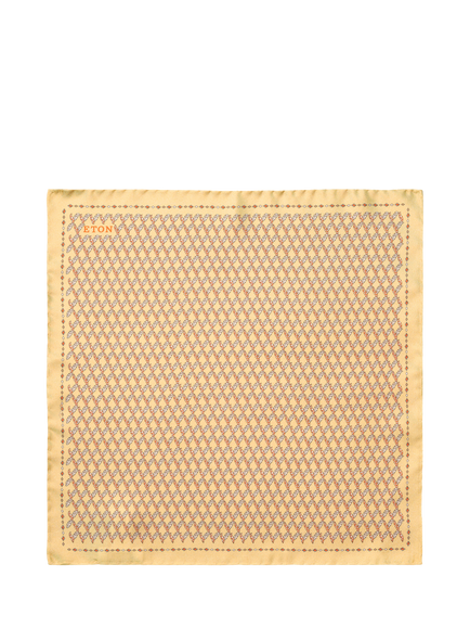 Eton Silk Twill Leaf Motif Pocket Square, Yellow, Yellow
