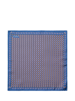 Eton Pineapple Print Silk Pocket Square, Blue, Blue