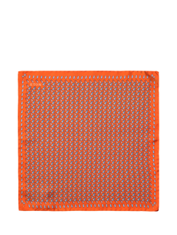 Eton Pineapple Print Silk Pocket Square, Orange, Orange