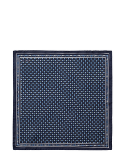 Eton Silk Twill Floral Print Pocket Square, Navy, Navy