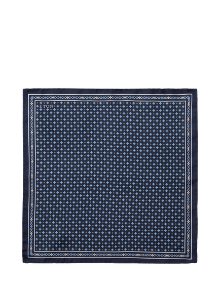 Eton Silk Twill Floral Print Pocket Square, Navy, Navy