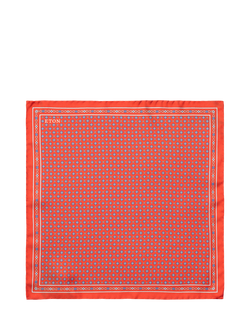 Eton Silk Twill Floral Print Pocket Square, Orange, Orange