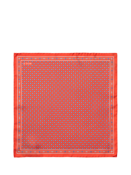 Eton Silk Twill Floral Print Pocket Square, Orange, Orange
