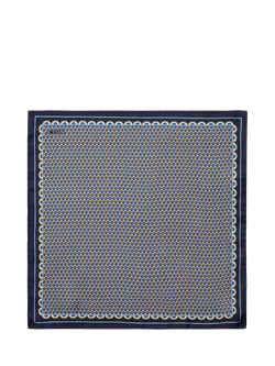 Eton Geometric Print Silk Pocket Square, Yellow, Yellow