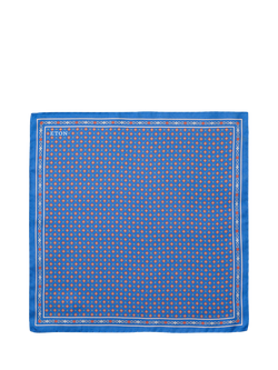 Eton Silk Twill Floral Print Pocket Square, Blue, Blue