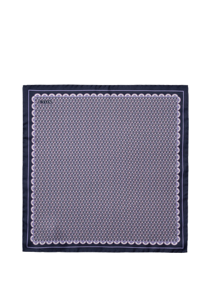 Eton Geometric Print Silk Pocket Square, Purple, Purple