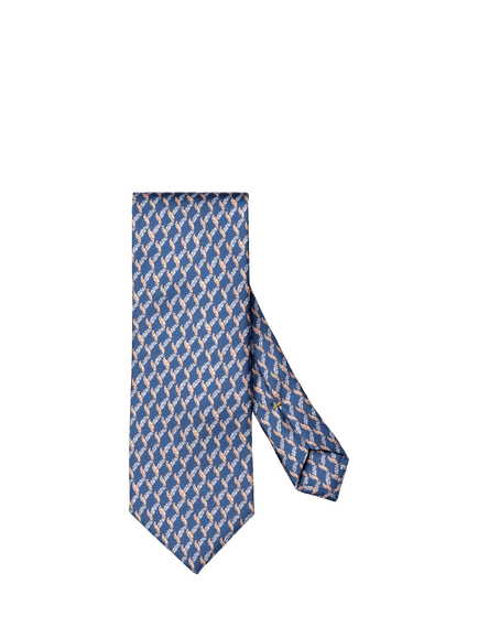 Eton Silk Twill Leaf Motif Tie, Navy, Navy