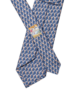 Eton Silk Twill Leaf Motif Tie, Navy - view 2, Navy