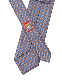 Eton Silk Twill Pineapple Motif Tie, Blue - view 2, Blue