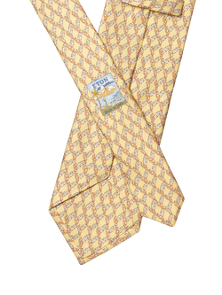 Eton Silk Twill Leaf Motif Tie, Yellow - view 2, Yellow