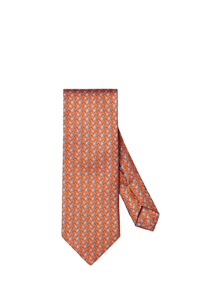 Eton Silk Twill Pineapple Motif Tie, Orange, Orange