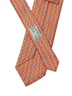 Eton Silk Twill Pineapple Motif Tie, Orange - view 2, Orange