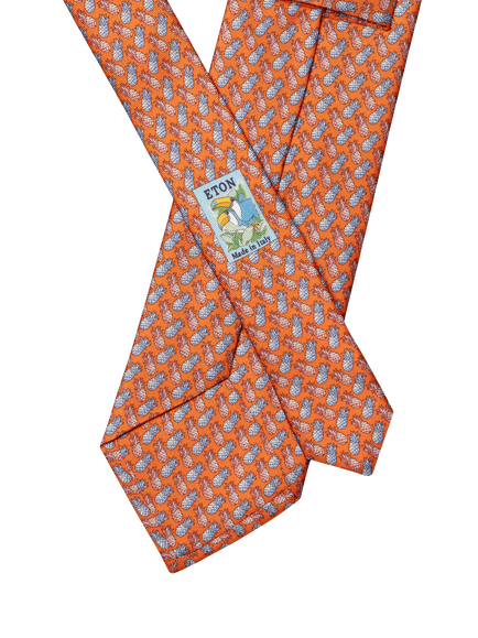 Eton Silk Twill Pineapple Motif Tie, Orange - view 2, Orange