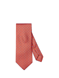 Eton Silk Twill Floral Motif Tie, Orange, Orange