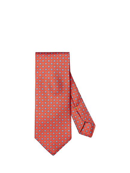 Eton Silk Twill Floral Motif Tie, Orange, Orange