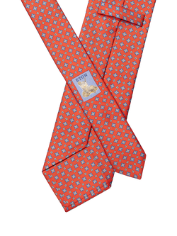 Eton Silk Twill Floral Motif Tie, Orange - view 2, Orange