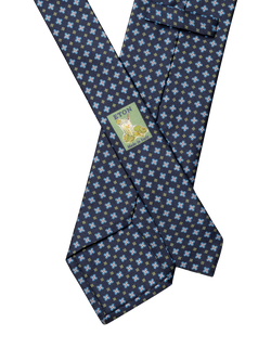 Eton Silk Twill Floral Motif Tie, Navy - view 2, Navy