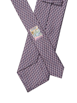 Eton Silk Twill Geometric Print Tie, Purple - view 2, Purple