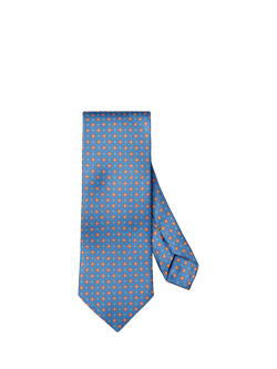 Eton Silk Twill Floral Motif Tie, Blue, Blue