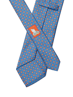 Eton Silk Twill Floral Motif Tie, Blue - view 2, Blue