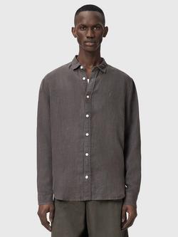 AllSaints Loom Relaxed Fit Linen Shirt, Grey