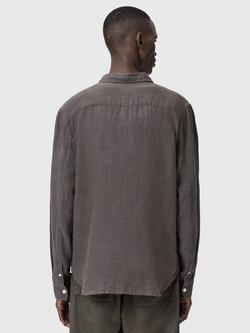AllSaints Loom Relaxed Fit Linen Shirt - view 2, Grey