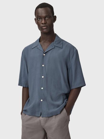 AllSaints Purley Short Sleeve Shirt, Grey, Grey