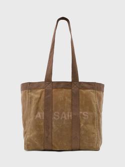 AllSaints Layo Canvas Tote Bag, Weathered Brown, Weathered Brown