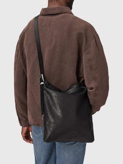 AllSaints Haven Flat Leather Cross Body Bag, Black - view 2, Black