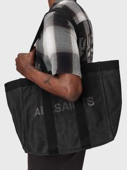 AllSaints Layo Canvas Tote Bag, Washed Black - view 2, Washed Black