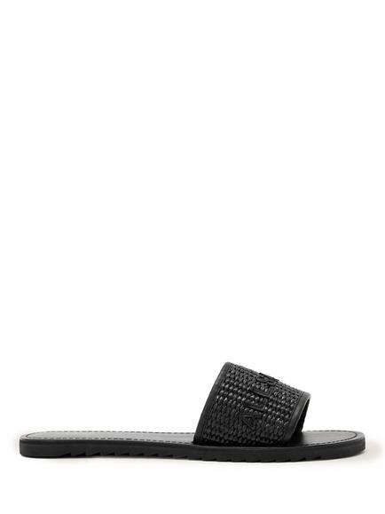 AllSaints Hoxton Raffia Single Strap Slider Sandals, Black