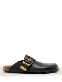 AllSaints Staffa Adjustable Leather Mule Sandals, Black, Black