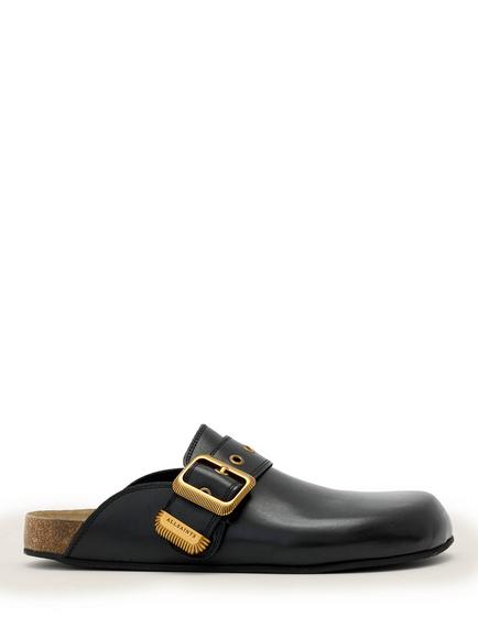 AllSaints Staffa Adjustable Leather Mule Sandals, Black, Black