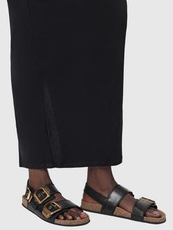 AllSaints Staffa Leather Open Toe Buckle Footbed Sandals - view 2, Black