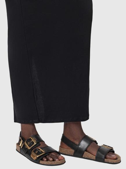 AllSaints Staffa Leather Open Toe Buckle Footbed Sandals - view 2, Black